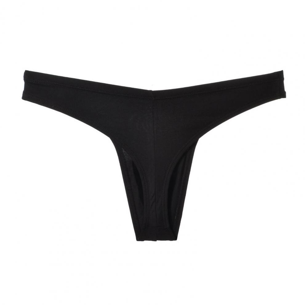 Solid Color Men Underwear Men's Low-rise Elastic Waistband Thong Briefs Seamless Sport Style Panties Breathable Cotton U-convex
