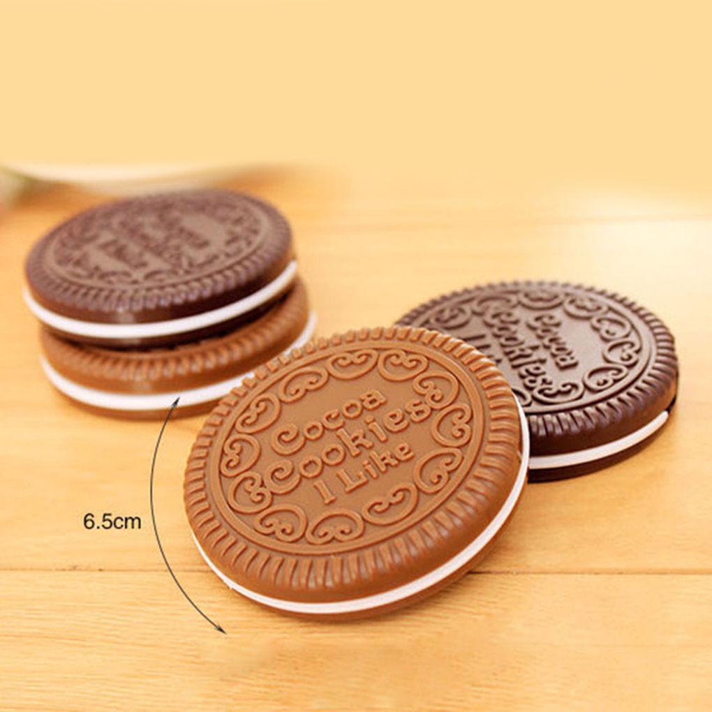 Cute Mini Pocket Chocolate Cookie Portable Makeup Cosmetic Compact Mirror Comb