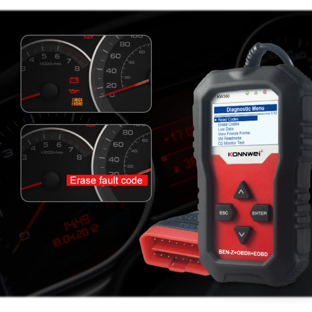 KONNWEI KW360 Full Systems OBD2 Scanner for Benz Professional Car Diagnostic Tool for C300 W204 W205 W211 ABS Airbag Oil Reset