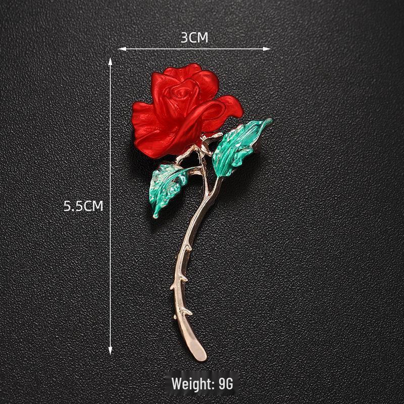 High-End Rose Red Chinese Flower Brooch: Classical Pin for Women's Qipao & Coat Accessories