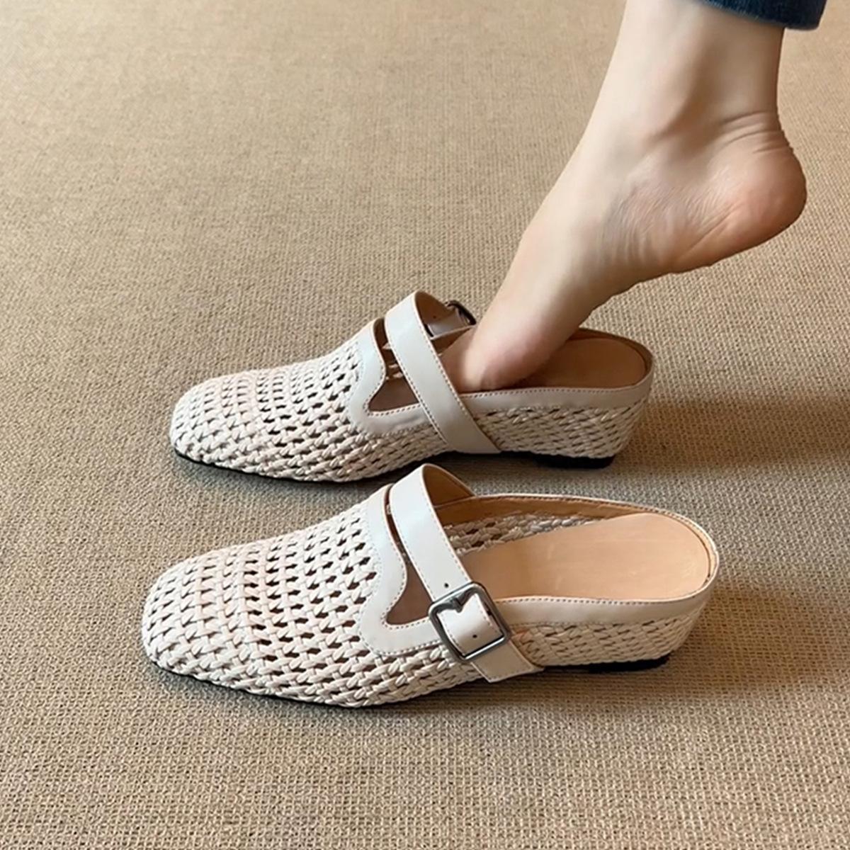 

Праздничный ветер тканый полый внутренний увеличивающий высоту сумка голова обувь женская головная пряжка ремня дышащая обувь 40