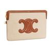 Celine Cuir Triomphe Logo Zipper Closure Detachable Wrist Strap Fabric Trimmed Calfskin Handbag Wristlet Clutch Small Women Handbags 10J502EW1-02NT