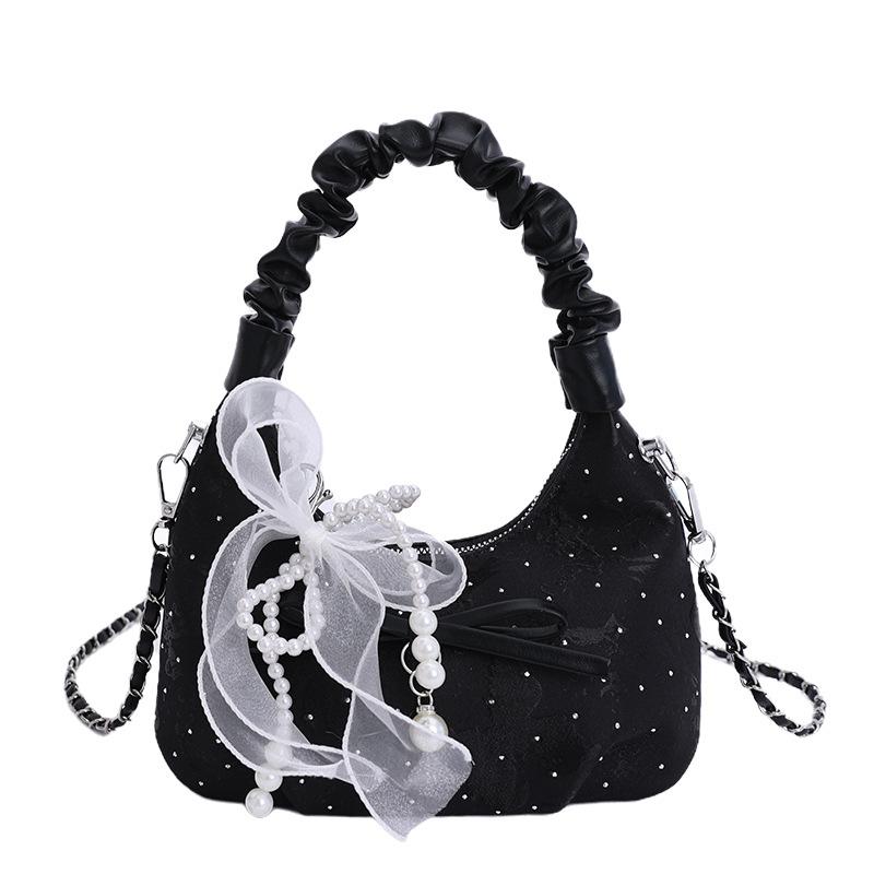 

2025 new bag fashion diamond chain shoulder bag women s high-value bucket bag foreign fashion messenger bag чёрный