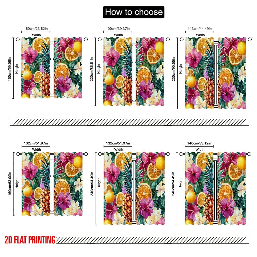 2pcs,2D plane printing Popular Curtain Panels Tropical Bliss Polyester Fabric (without rod) Decorations For Home Perfect for