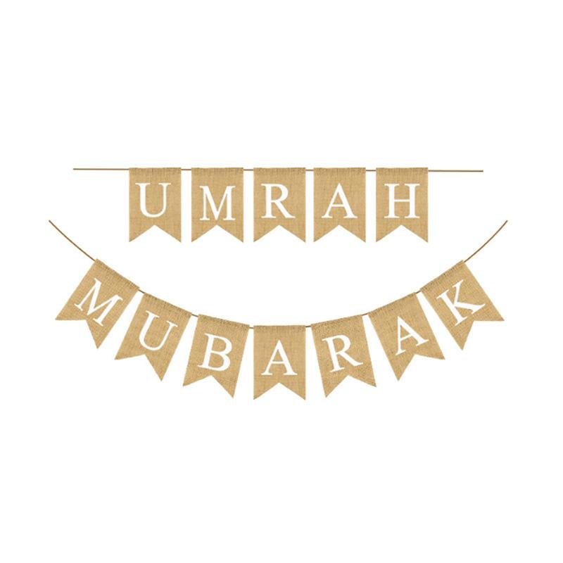 

умра мубарак джутовый баннер мусульманский исламский Рамадан Карим ид настенный дверной подвесной домашний декор знак фон сувенир подарок