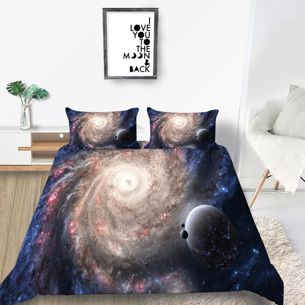Star Printing Bedding Single Double Bed Full Size 3D Microfiber Universe Printing Pillowcase and Quilt Cover 2/3 Comfortable Home Decoration
