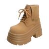 10CM New 2024 Women's Ankle Boots Autumn Winter Warm Punk Fur Shoes Chunky High Platform Casual Leather Short Boots Bota Mujer