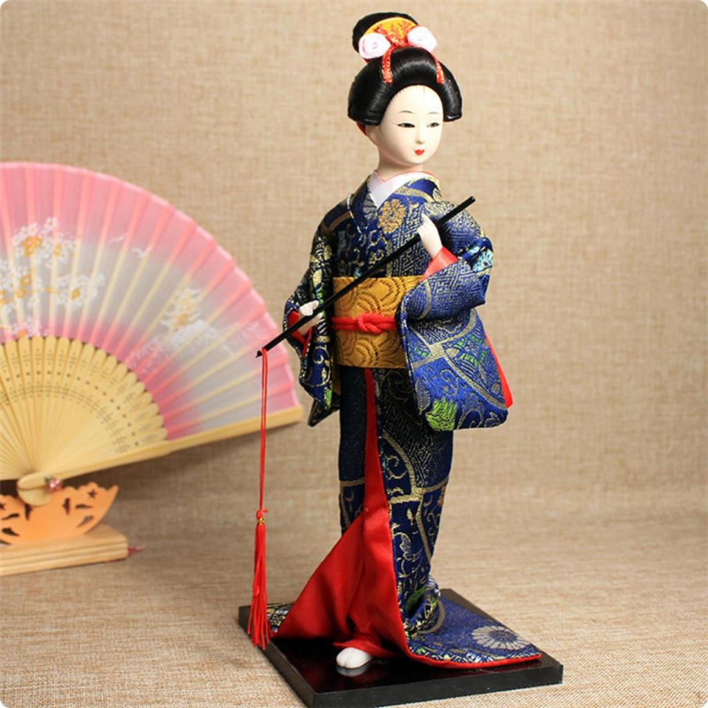 Geisha Doll HandCrafted Figurine Traditional Japanese KimonoClad G1