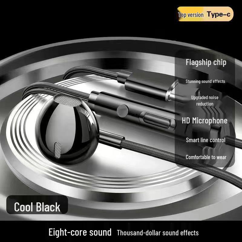 High-End Wired Professional Karaoke Headphones, Nylon Type-C, Universal for OPPO, Xiaomi, Vivo