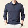 High-End Herren Langarm Jacquard Stoff T-Shirt mit Ananas Muster Locker Mittel Polohemd