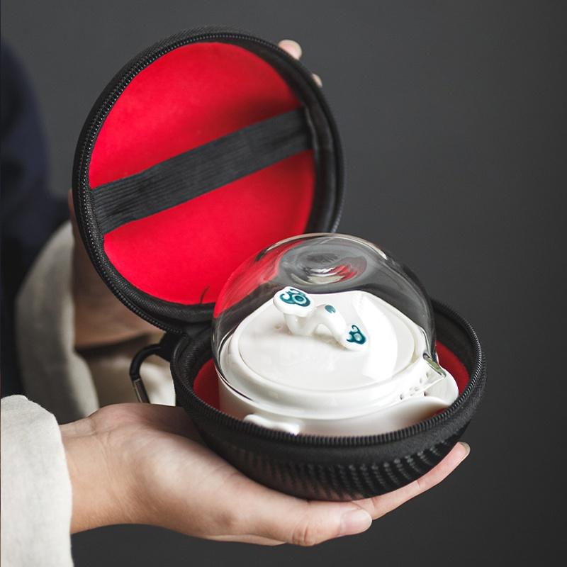 Ceramic Quick Tea Cup One Pot Three Cups White Porcelain Portable Tea Brewing Pot