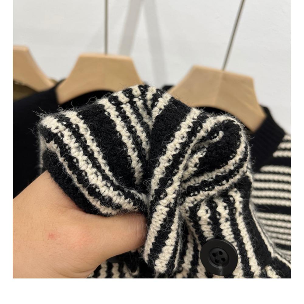 DIMANAF 2025 Autumn Striped Vest Women Sleeveless Sweaters Knitting Colorful Buttons Casual Style Loose Sweater