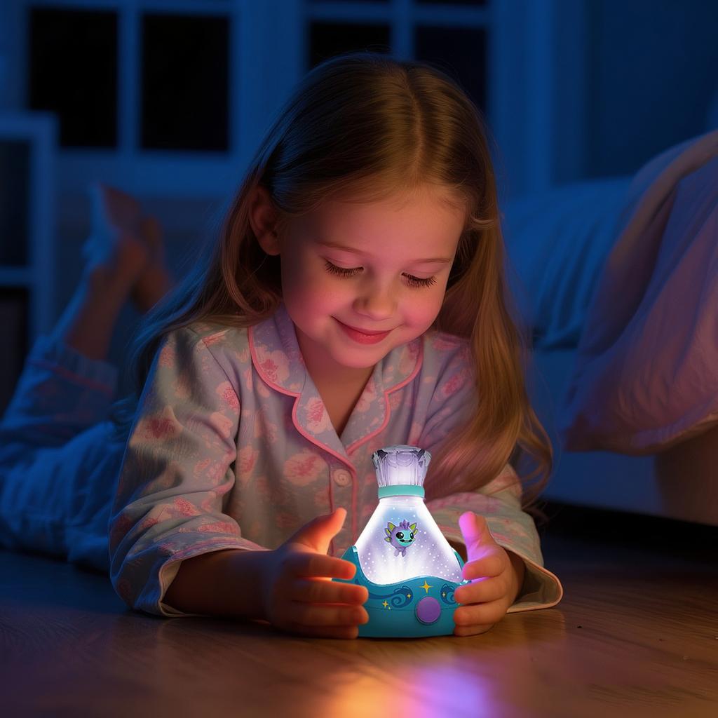 Night Lamp Bubble Lamp With Color Changing LED Lights Glittery Bubble And Swirling Beads Bottle Light With Dolls