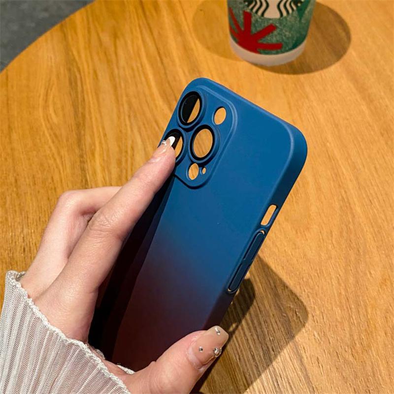 Rainbow Gradient Lens Protection Phone Case For Iphone 14 Pro Max 13 12 11 Pro Max 14 Plus Slim Matte Pc Shockproof Back Cover