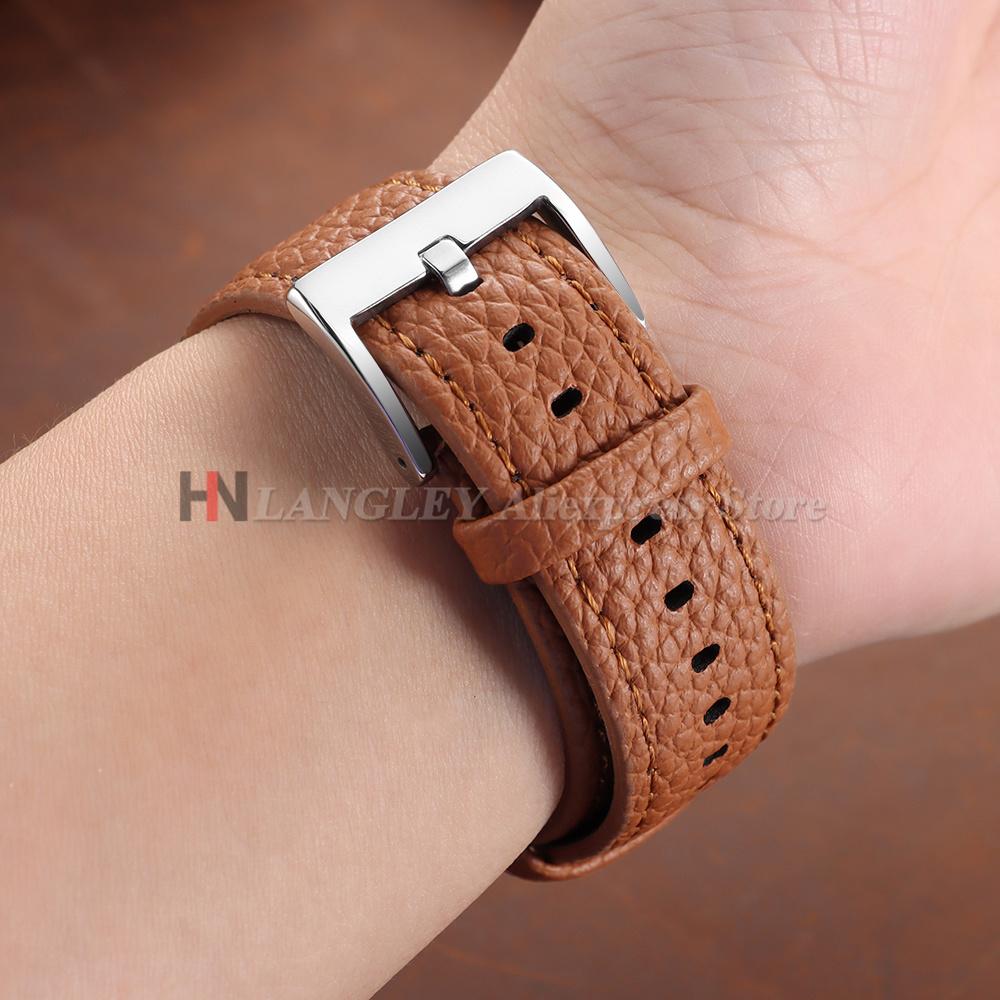 Lychee Pattern Watch Strap 18mm 20mm 22mm Soft Leather Strap for Seiko for Omega Watch Band Men Women Bracelet Waterproof Belts