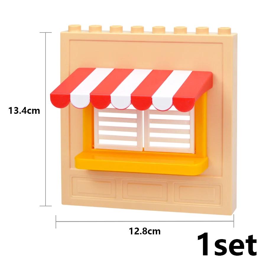 Big Size Building Blocks House Furniture Assemble Wall Fence Roof Door Window Construction Large Bricks Toys Compatible Duploes
