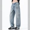 Men's ink-splashing wide-leg jeans summer thin new trendy brand old loose straight jeans