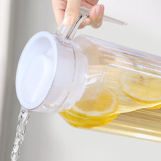 Cold Water Pitcher 1.1L Large Capacity Transparent Drink Dispenser Seal Pitcher with Lid Spout Lemonade Juice Beverage Jar for Hot Cold Drinks