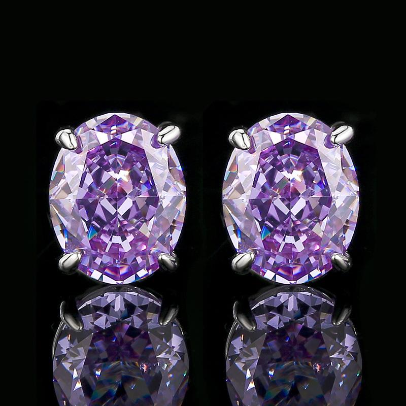 Jewelry Set Oval Ring Earring Necklace Women Light Luxury Ice Flower Cut Super Sparkling High Carbon