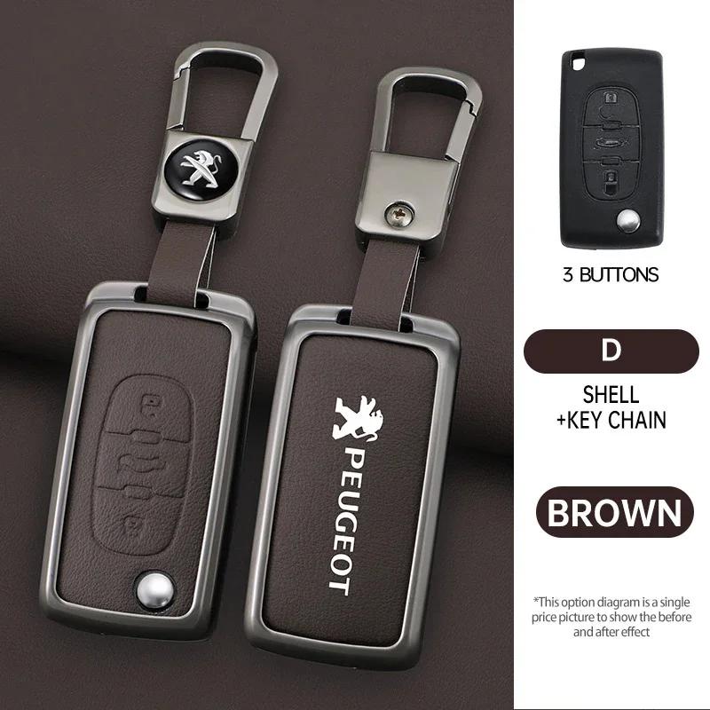 

Car Sticker 2025 Hot Zinc Alloy Car Key Case Cover Shell Holder For Peugeot 107 207 307 307S 308 407 607 807 3008 5008 Protectio For Peugeot Logo