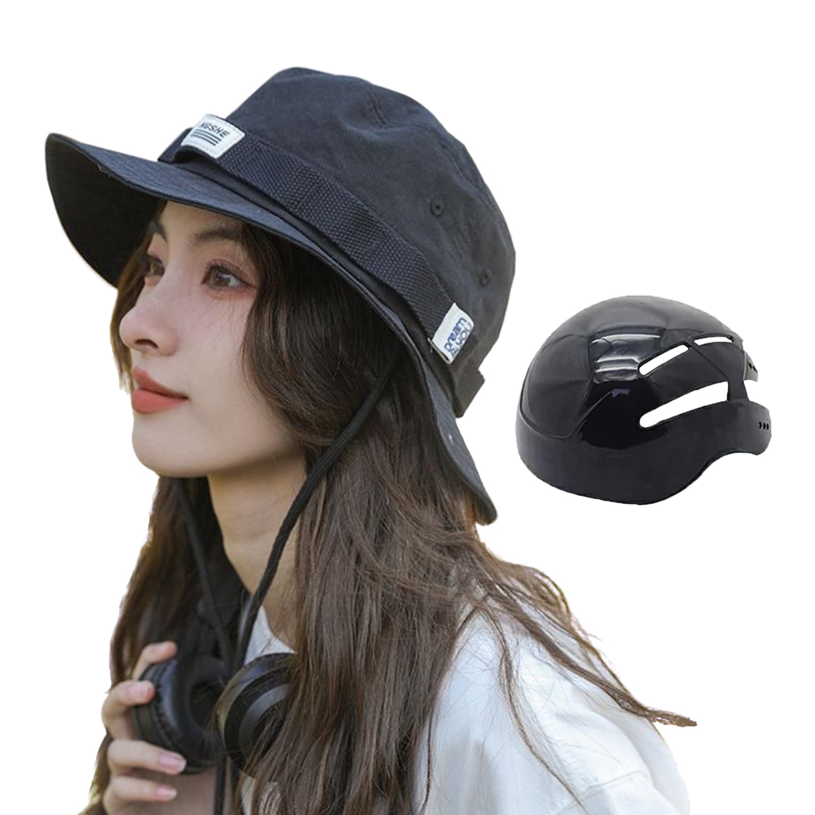 

Bicycle Hat Slimming UV CE Disaster and Everyday Removable Hat with Chin Fits Head Circumferences Women s Helmet, Style, Face, Stylish, Protection, чёрный