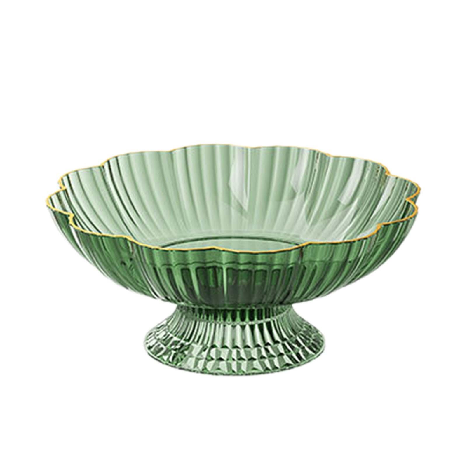 Fruit Bowl with Draining Holes Removable Pedestal PET Holder Multipurpose Kitchen Countertop Fruit Basket for Table Display зелёный