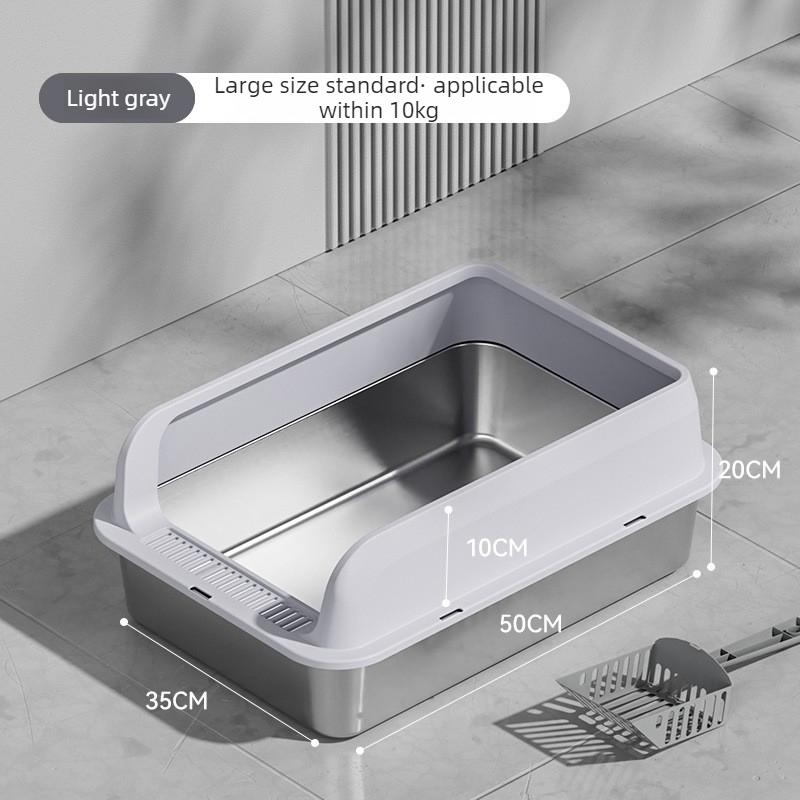 

Stainless Steel Cat Litter Box Semi-closed Splash-proof Cat Sandbox Easy Cleaning Cats Toilet High Load-bearing Pet Toilets