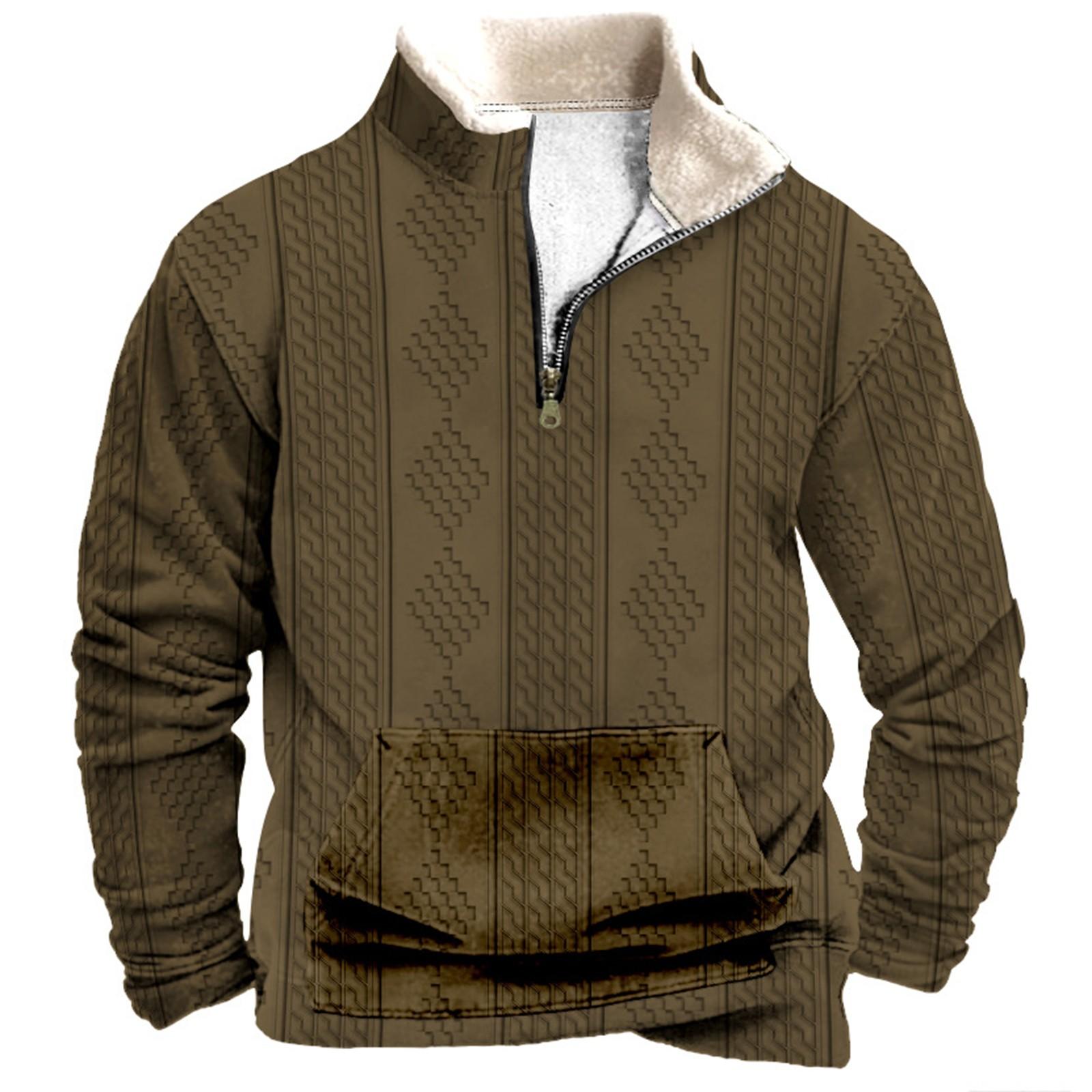 

Весенняя и мужская толстовка с воротником-стойкой — это повседневные свитера для активного отдыха, топы XXL коричневый