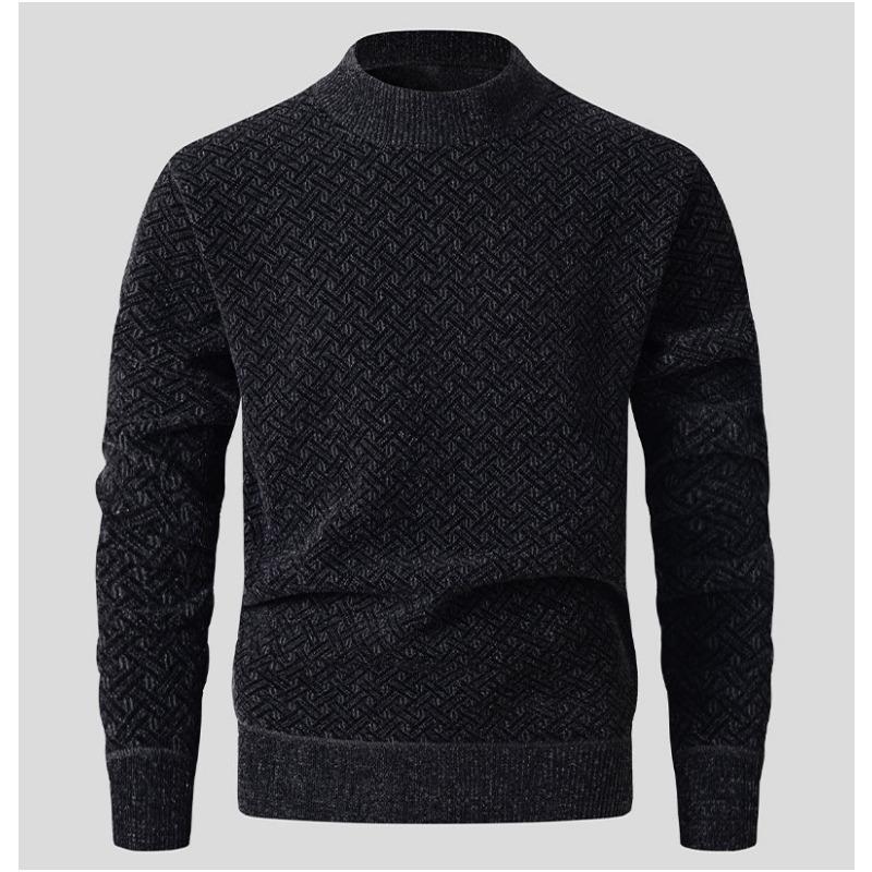 Men S Casual Half Turtleneck Fleece Thick Knit Sweater