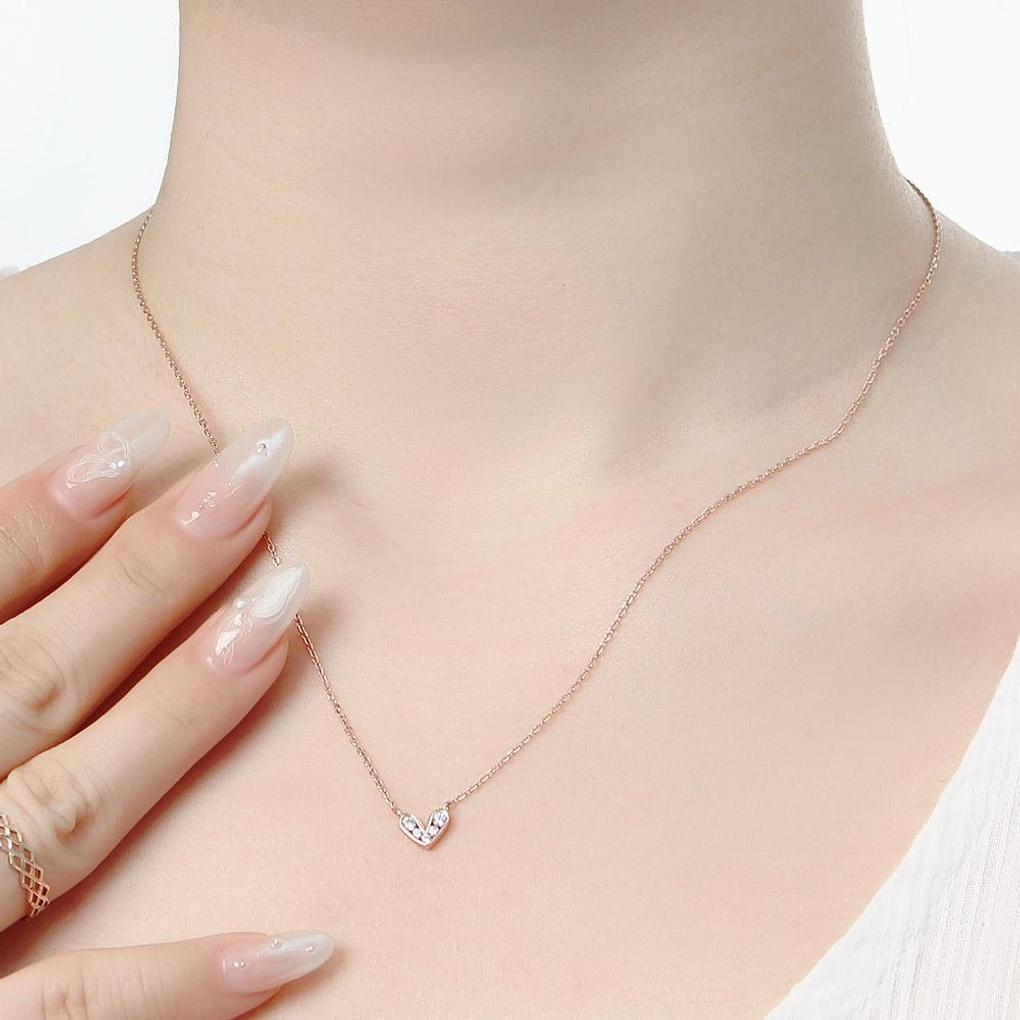

925 Silver Gold Plated Romantic Heart Necklace