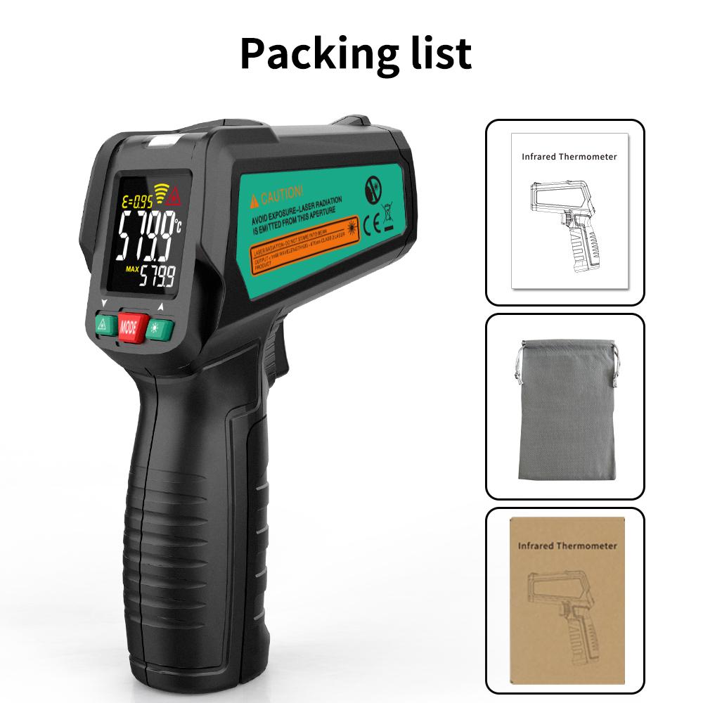 Infrared Positioning Thermometer -50°C~580°C Laser Digital Thermometer Color LCD Pyrometer Ambient Recorder