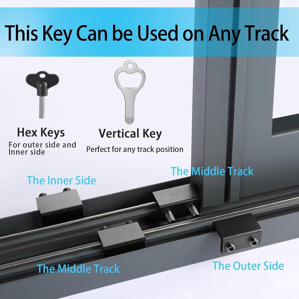 Fechaduras de Janela, Pacote com 4 Fechaduras de Janela de Correr com Chave para Janelas e Portas de Correr Verticais e Horizontais,Fácil de Instalar,Fechadura de Segurança Ajustável para Janela