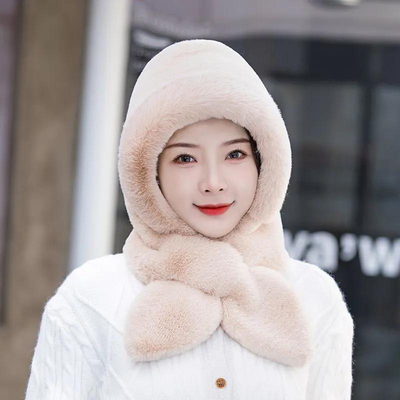 WTEMPO Women's Autumn Winter Casual Versatile Ear Protection Hats Retro Elegant Warm Thickened Soft Solid Color Windproof Cold-proof Hats