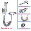 New Stainless Steel Handheld Bidet Sprayer 4.8-inch Hose Self Cleaning Spray Gun High Pressure Shower Faucet