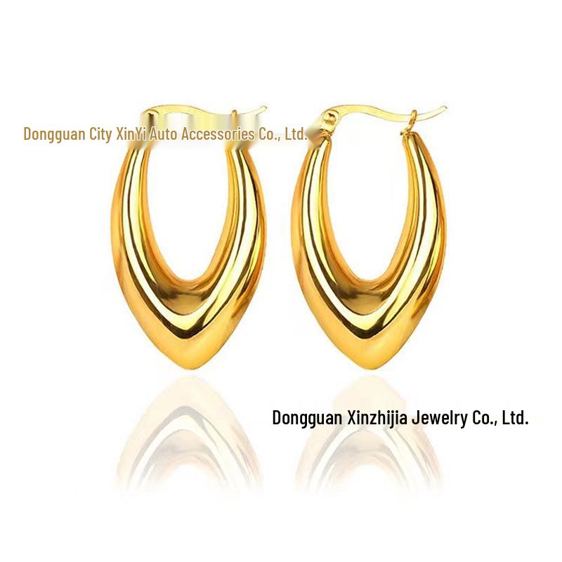 18K Gold-Plated Titanium Steel Horn Earrings: Women s Hollow Design Studs