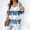 Women's Fashionable Casual Long Sleeved Loose Oversized Printed Top