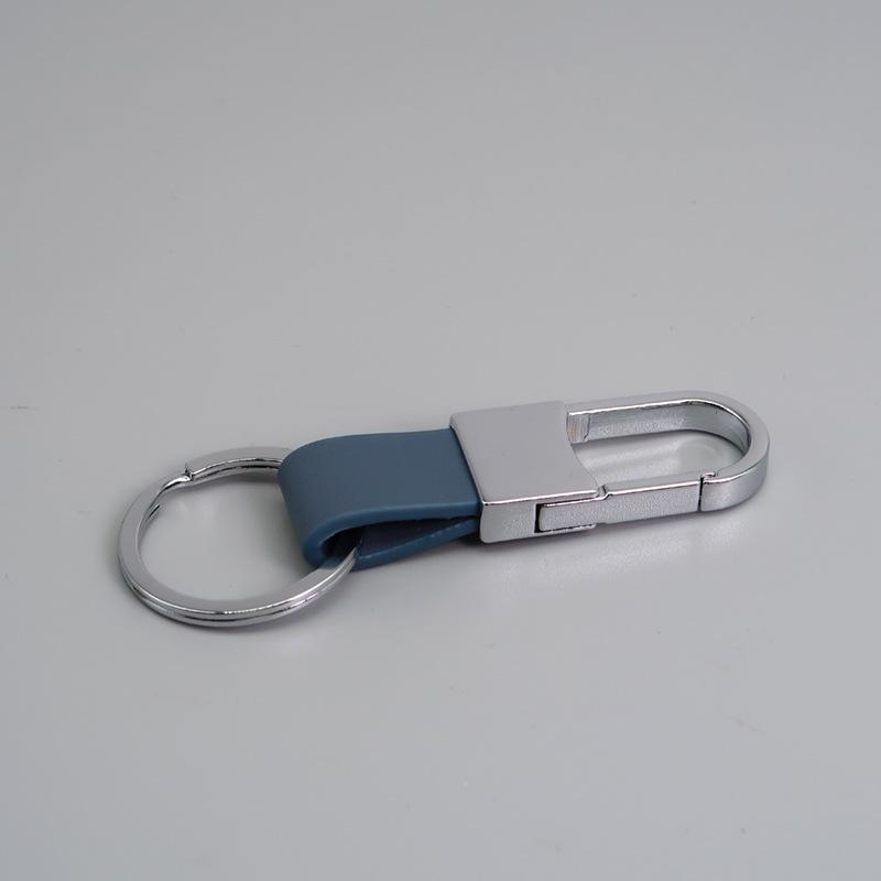 Metal and Genuine Leather Car Keychain with Customizable Laser-Engraved Logo
