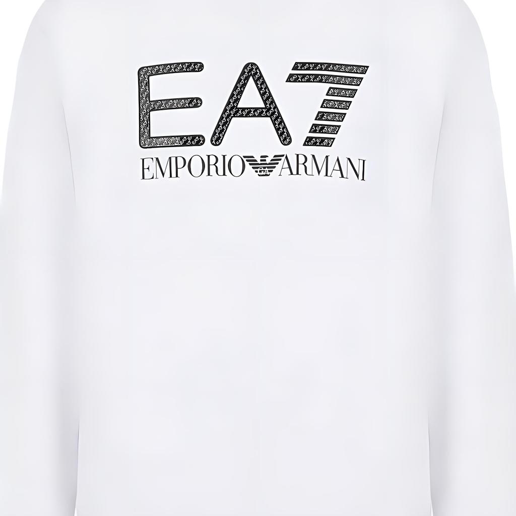 Emporio Armani EA7 SS22 Logo Print Rundhals Pullover Langarm Sweatshirt Herren sweatshirt Weiß 3LPM54-PJEQZ-1100