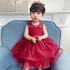 Children's Lace Long Sleeve Puff Dress - Baby's 1st Birthday/Baptism Gift for Girls 2025
