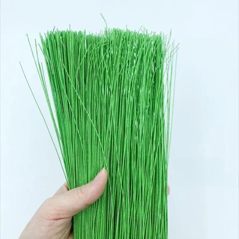 100 Pezzi Filo Floreale Alta Qualità Rivestito in Carta Rami Artificiali Filo di Ferro per Fai da Te/accessorio Fiore in nylon Verde Bianco