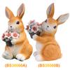 Easter Bunny Figure with Solar Powered Flower Light Waterproof Rabbit Sculpture Rabbit Garden Statues for Patio Yard Lawn Porch