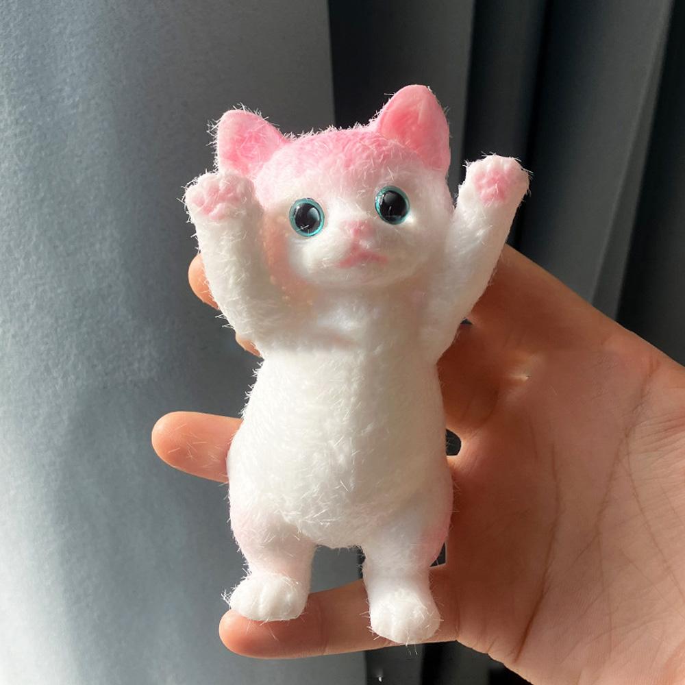 

Simulation Flocking Cat Squeeze Toys Slow Rebound Soft Waxy Action Toy Child Adult Vent Relaxation Squeeze Fingertip Toys