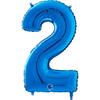 Blue Foil Balloon Number 2, 66 Cm Grabo