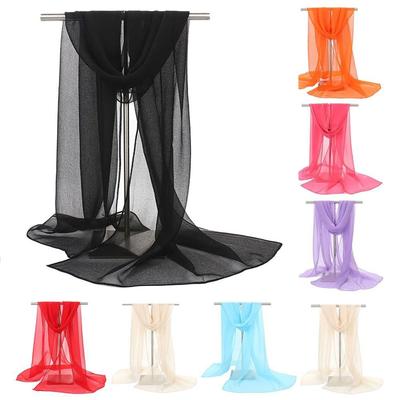 Damen Foulard Einfarbig Chiffon Georgette Schal Bandana Elegant Langer Schal Hijab Sommer Sonnenschutz Strandtücher