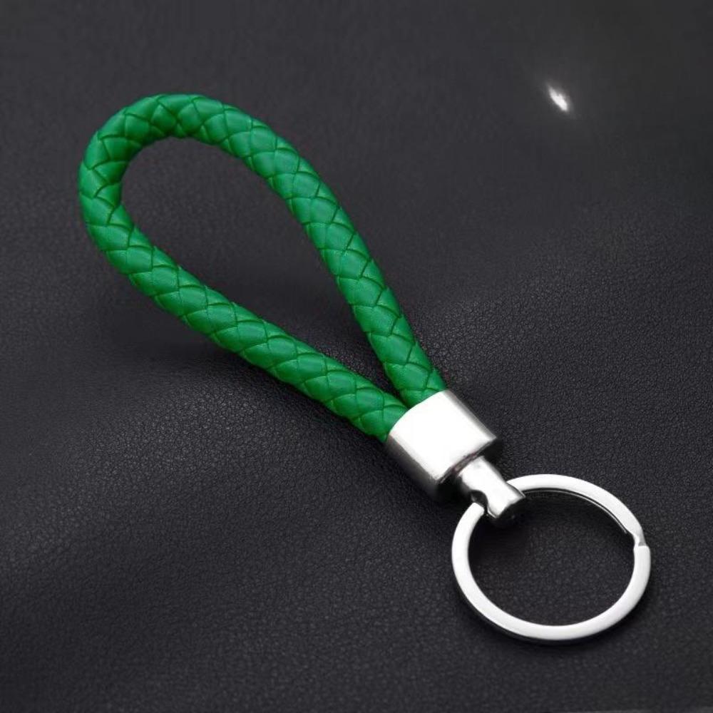Unisex DIY PU Leather Braided Keychain Woven Rope Pendant Key Ring for Car Bag