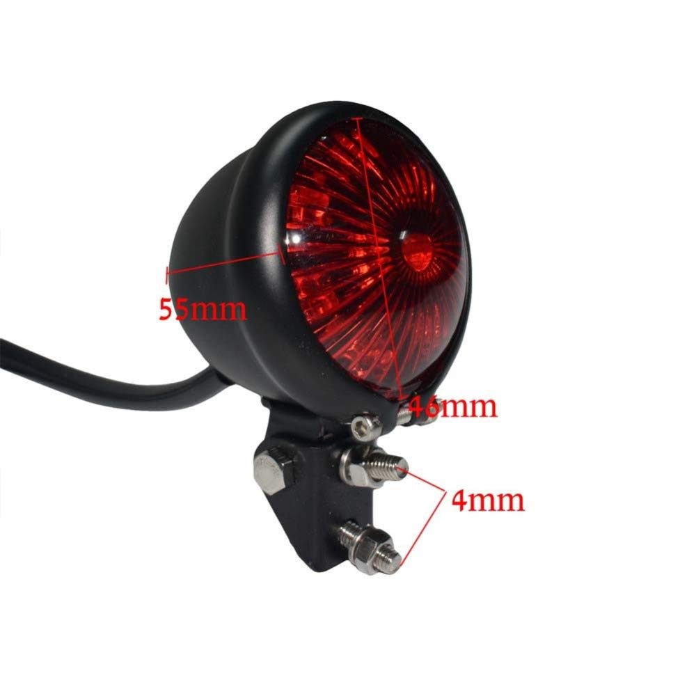 YIBO Motorcycle Red LED Adjustable Cafe Racer Style Stop Tail Light Bike Brake Rear Lamp Tail Light Chopper (Silver)
