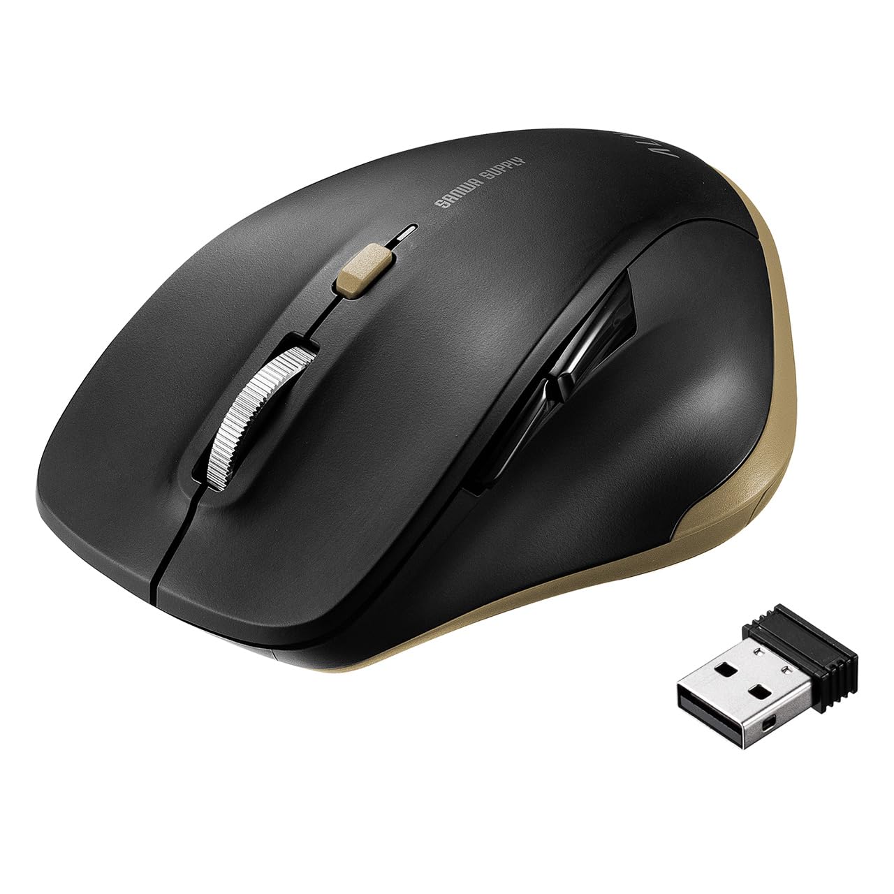 

E-Supply Wireless Mouse, 2.4GHz, USB-A, Compact, 5 Buttons, Back and Forward, 3DPI Switching, Blue LED, Aluminum Wheel, Quiet, ALUmini, Black,
