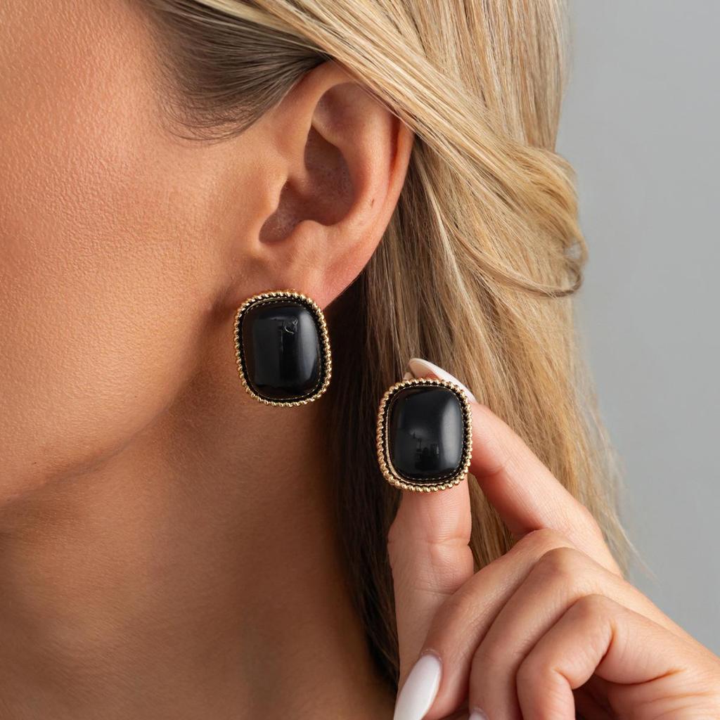 Retro Gradient Resin Geometric Earrings for Women, Luxurious Earrings, Fashionable Jewelry, Party Gifts, Daily Accessories