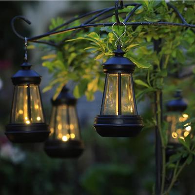 Solar Lantern Hanging Light Outdoor Waterproof Solar Powered LED Candle Shape Energy Saving Auto On/Off Garden Patio Yard Decor Lamp