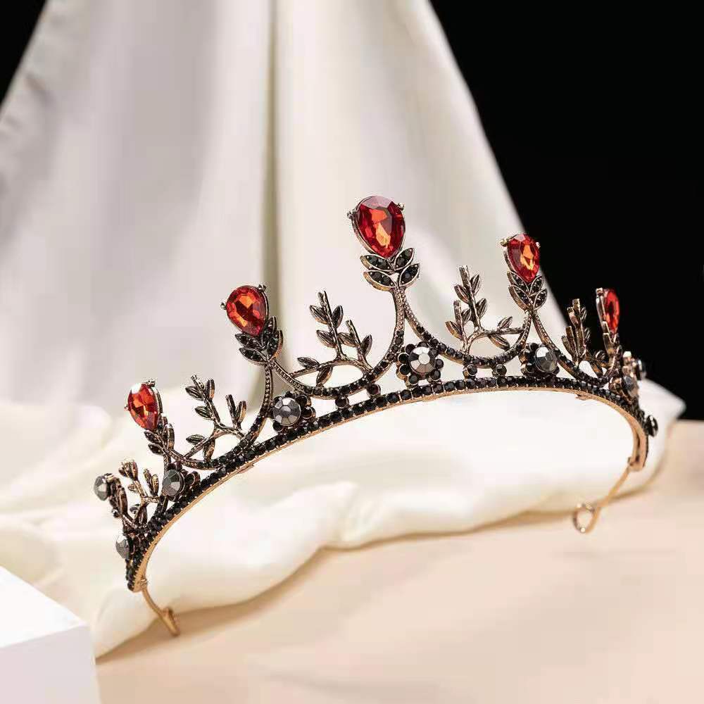 Black Baroque Crown Tiara Bride Eighteen Female Bar Mitzvah Birthday Princess Crown